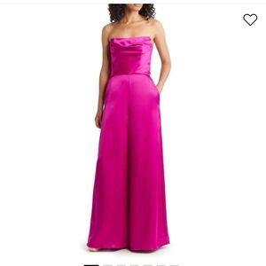 Amsale Strapless Satin Jumpsuit